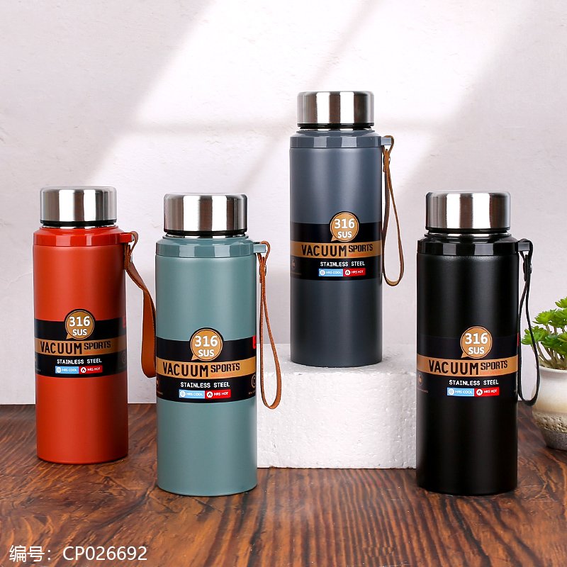 Bouteille Thermos Isotherme 800ml avec Bandoulière - Gobelet Sous Vide en Acier Inoxydable