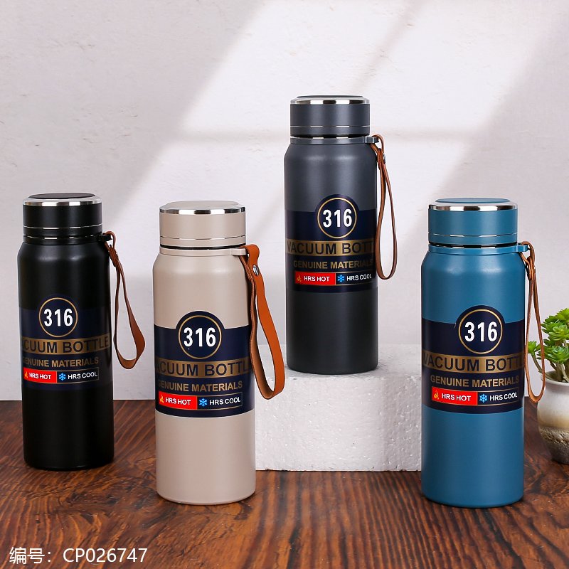 Gourde Thermos Isotherme Business 6142 - Mug de Voyage à Bandoulière Haute Vacuum