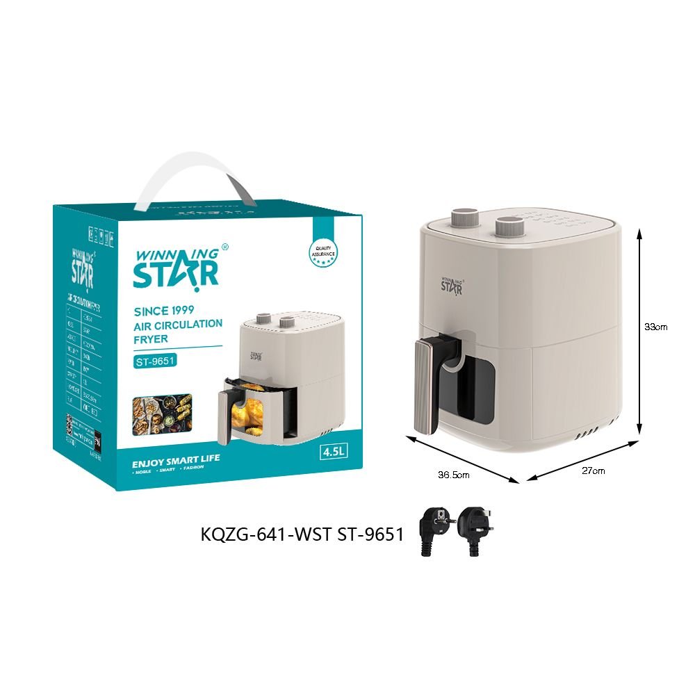 Friteuse à Air Chaud WINNING STAR ST-9651 - 1500W - 4.5L avec Fenêtre de Visualisation