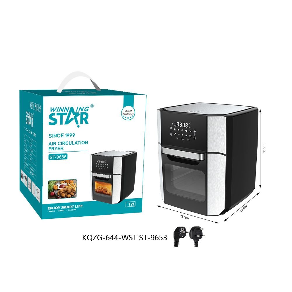 Friteuse Sans Huile ST-9686 - 1800W 12L à Air Chaud avec Écran LCD et Fenêtre de Visualisation