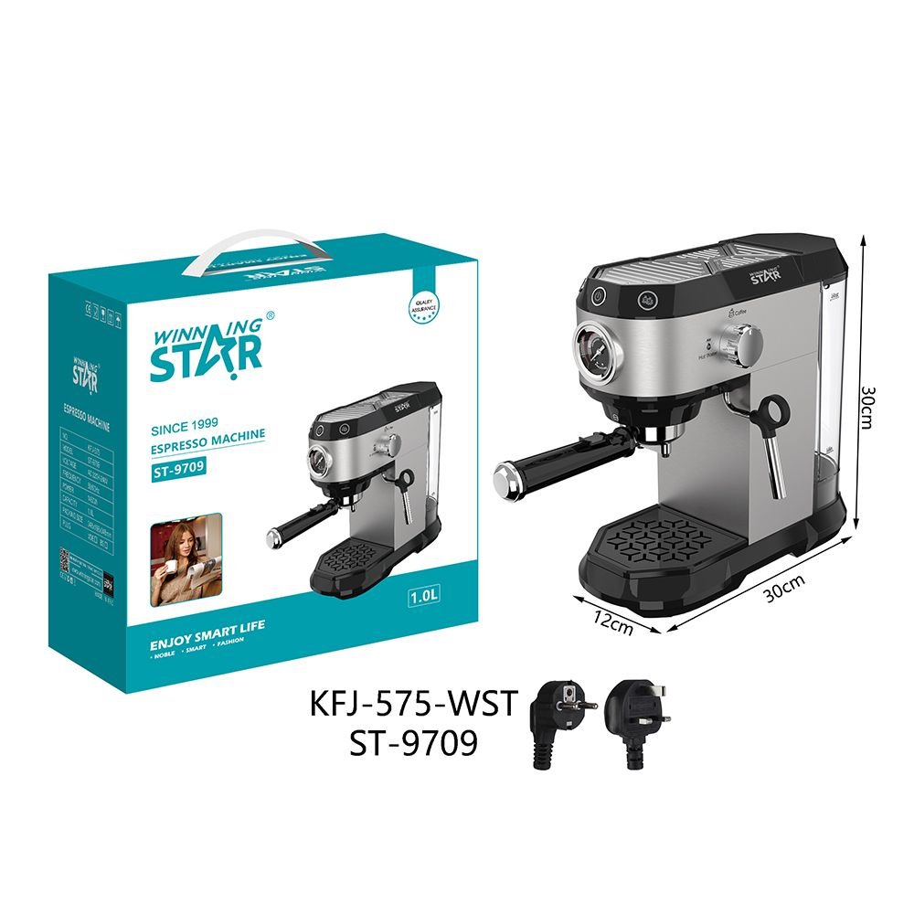 Machine à Espresso ST-9709 en Acier Inoxydable 1450W - Cafetière Professionnelle