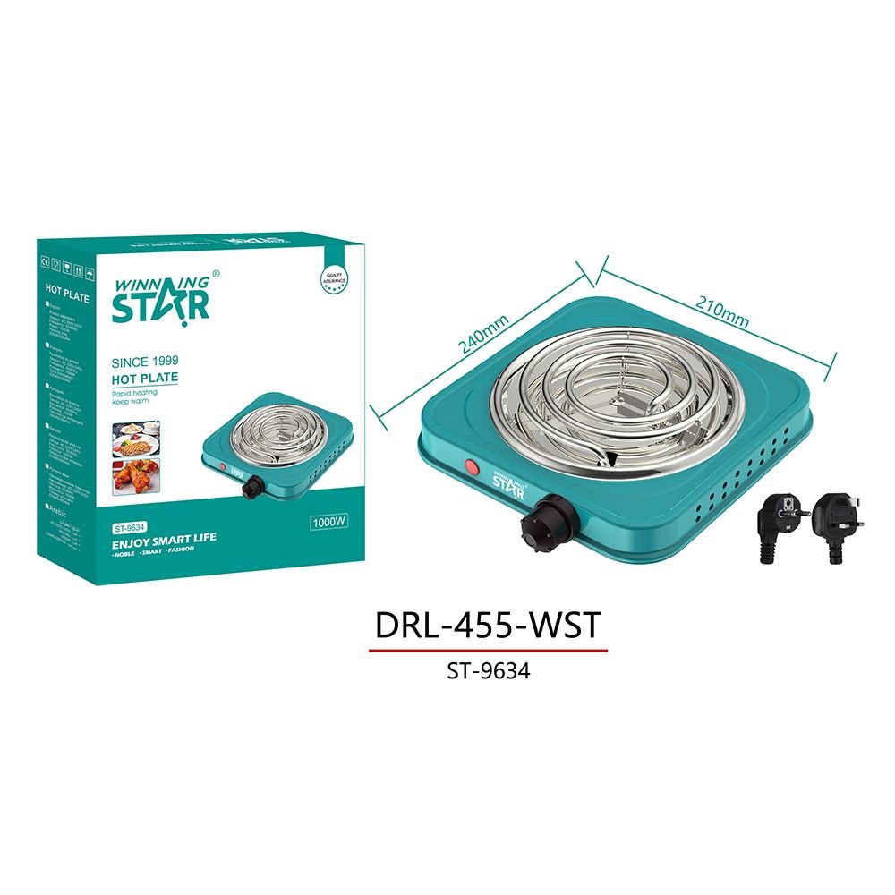 ST-9634 Réchaud Électrique Monofeu 1000W avec Plaque Serpentin 14.4cm