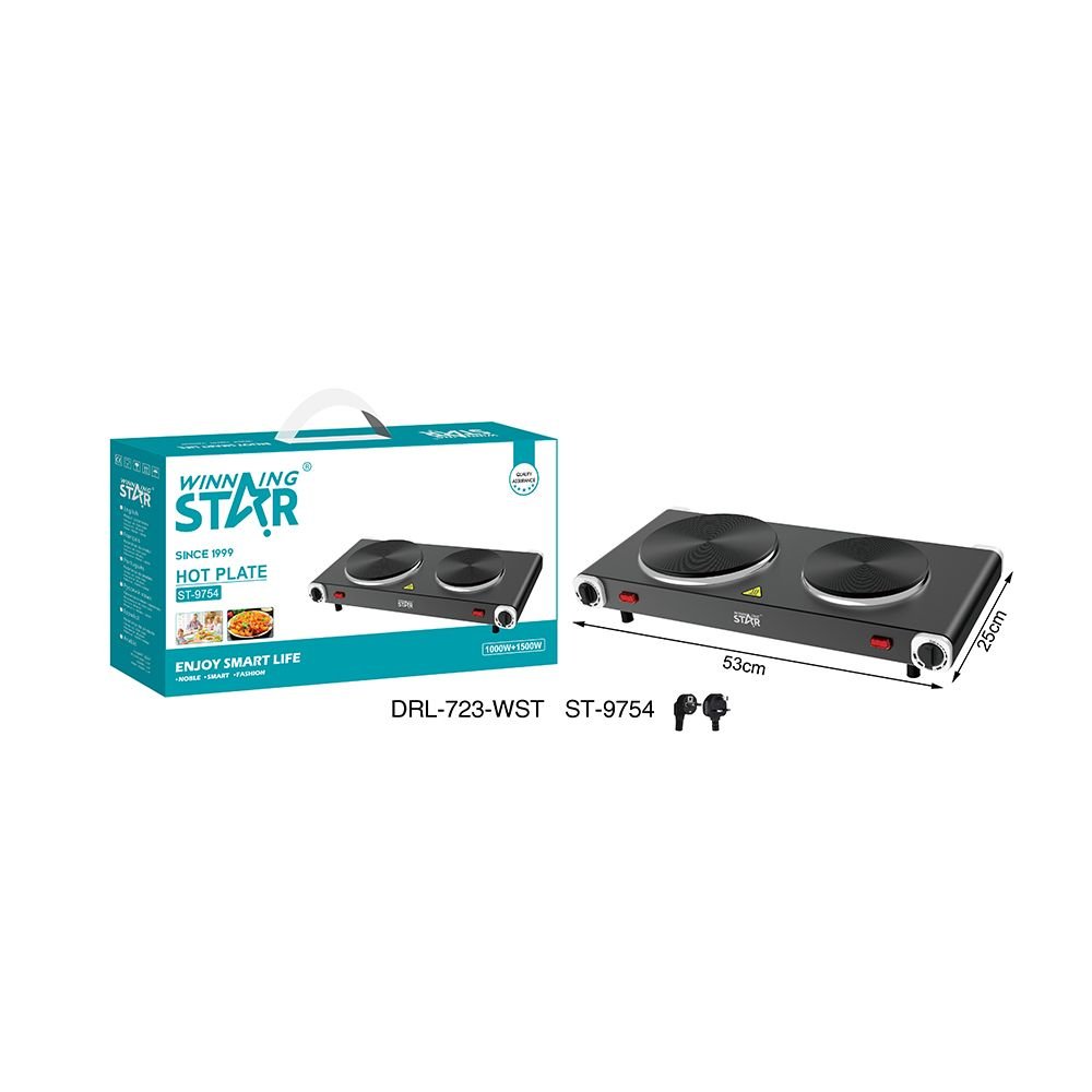ST-9754 WINNING STAR Plaque de Cuisson Double Feux 1000W+1500W