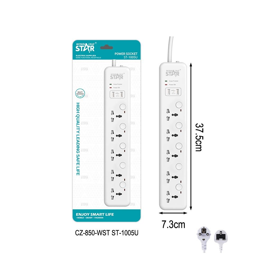 ST-1005U WINNING STAR Multiprise Électrique 10A/2500W AC220-250V avec Ports USB