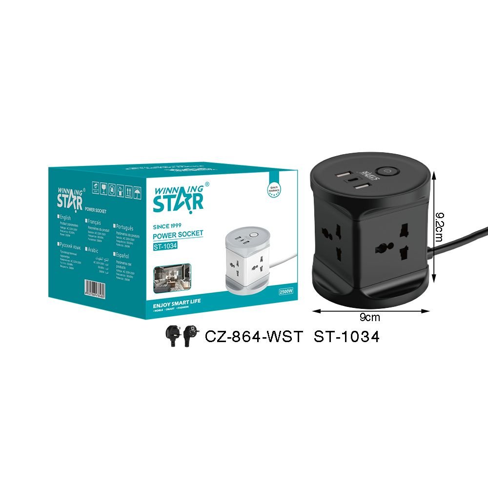 ST-1034 WINNING STAR - Multiprise Cube Électrique Multifonctionnelle AC220-250V 10A/2500W