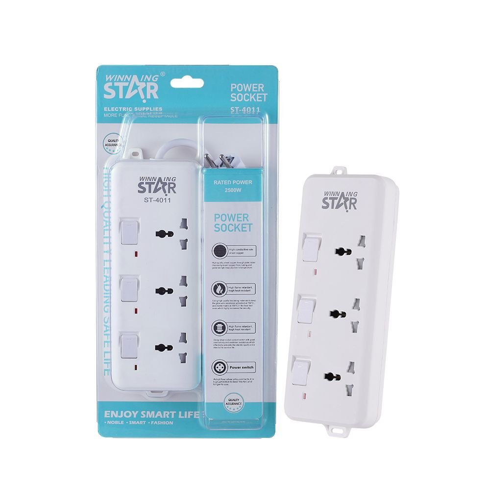 ST-4011 Multiprise Extension Électrique Design Moderne Blanc