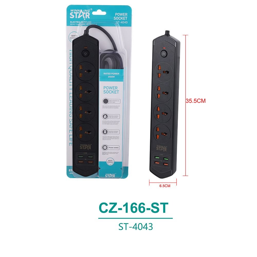 ST-4043 Multiprise Électrique 220V-250V 10A/2500W avec Prise Européenne