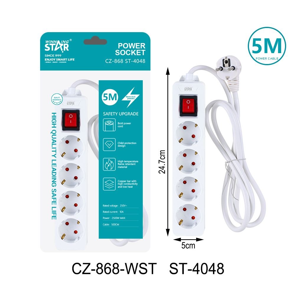 ST-4048 WINNING STAR Multiprise Électrique AC 220-250V 10A/2000W