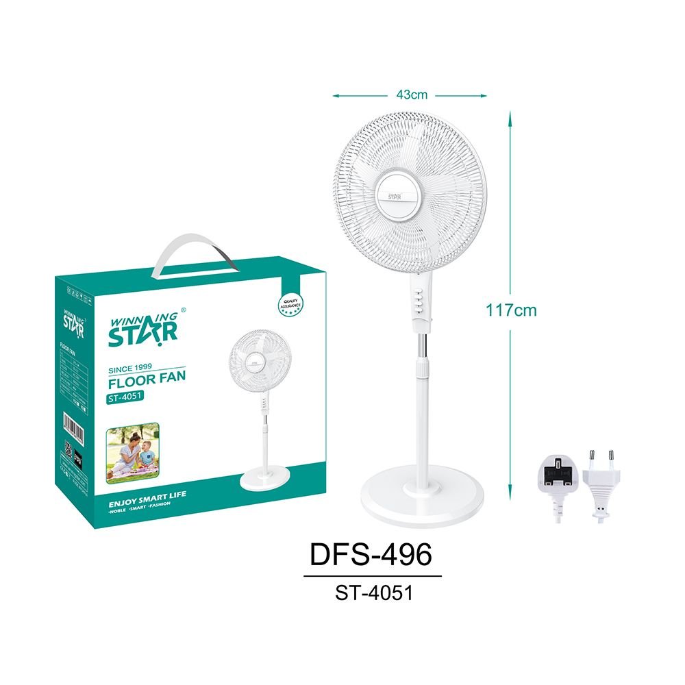 Ventilateur sur Pied Électrique 16 Pouces 5 Pales - ST-4051