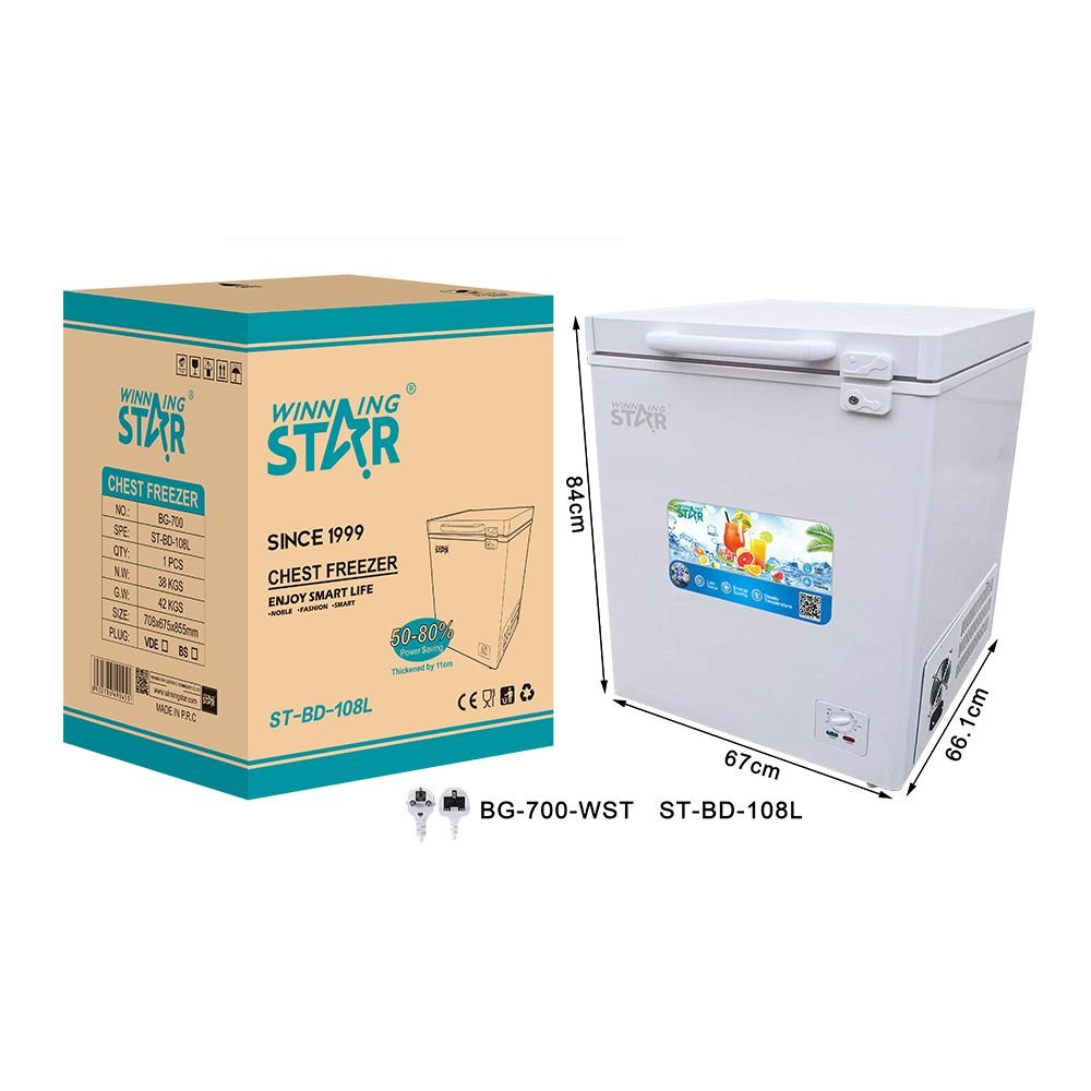 Congélateur Coffre ST-BD-108L WINNING STAR 220-240V 116W - Ouverture Supérieure, Simple Porte, Refroidissement Direct