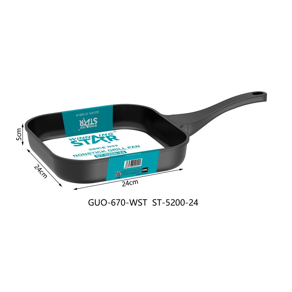 ST-5200 WINNINGSTAR Poêle Grill Carrée en Aluminium Moulé Antiadhésive