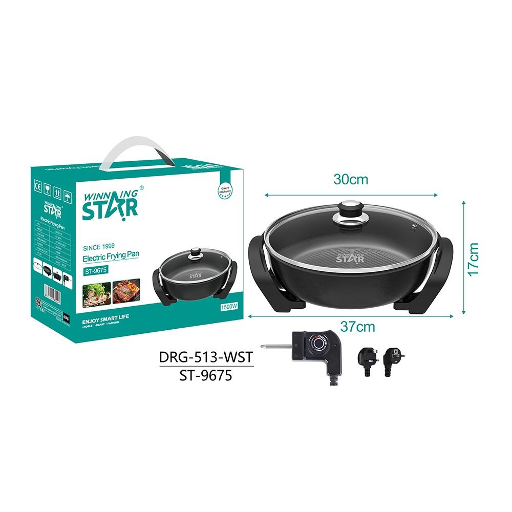 ST-9675 WINNING STAR Poêle Électrique Antiadhésive 1500W en Aluminium Moulé sous Pression