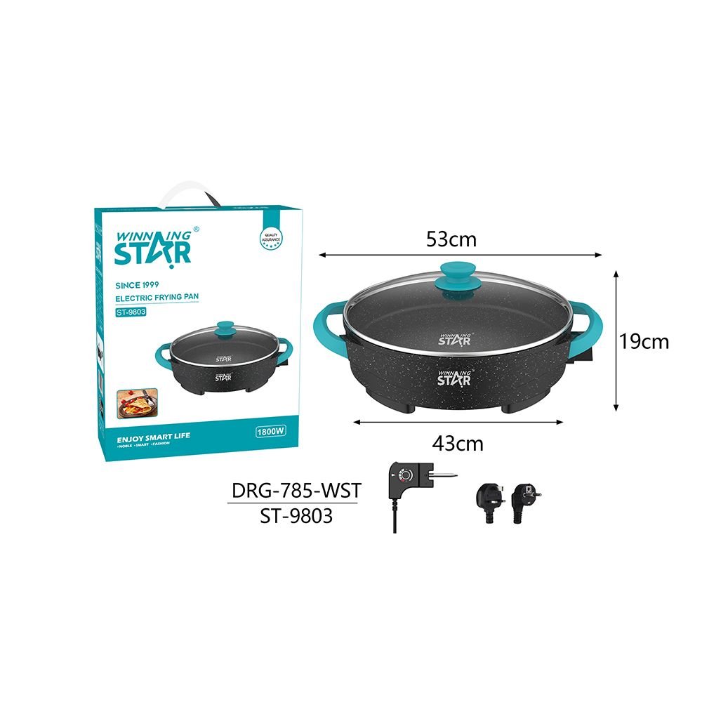 ST-9803 WINNING STAR Poêle à Frire Électrique Antiadhésive en Aluminium 33 cm - 8L