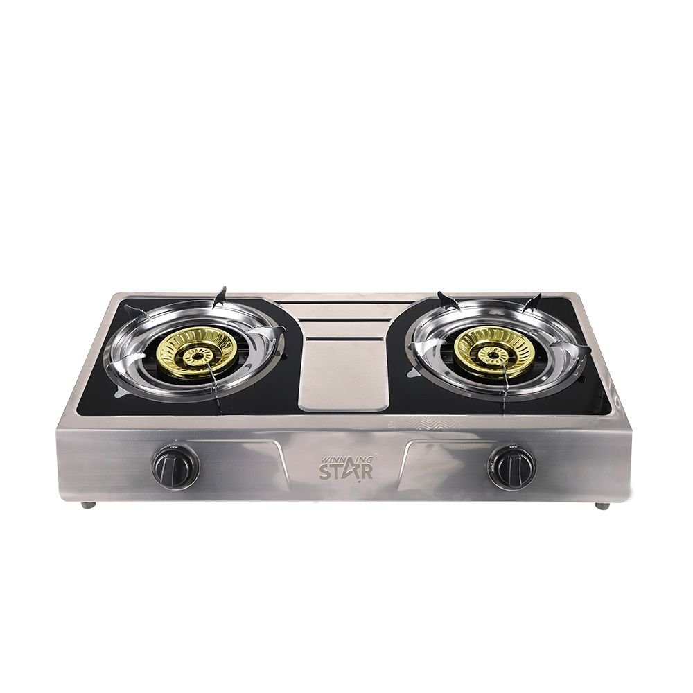 ST-9654 WINNING STAR - Cuisinière à Gaz Deluxe 2 Feux en Acier Inoxydable avec Allumage Électronique