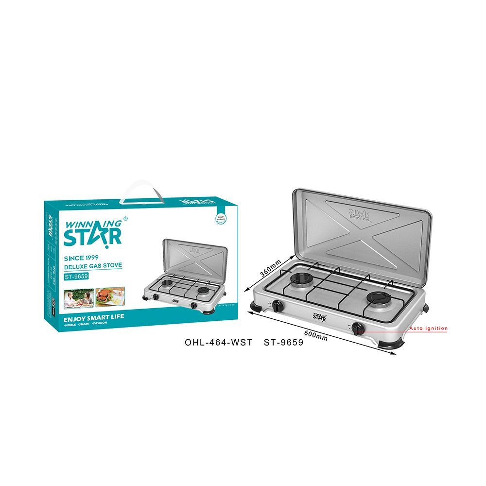 ST-9659 WINNING STAR Réchaud à Gaz de Camping Deluxe 2 Feux