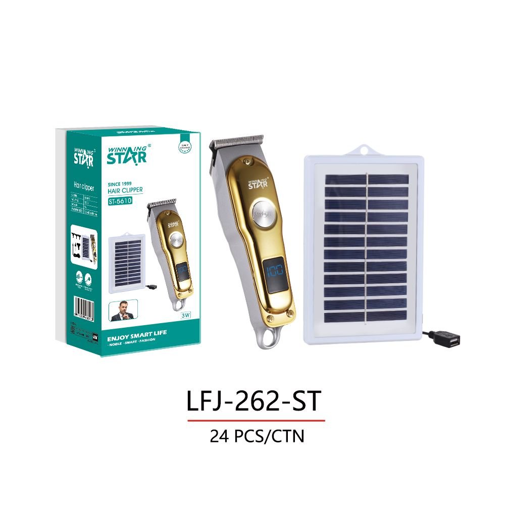ST-5610 Tondeuse à Cheveux Solaire Portable avec Panneau Solaire DC