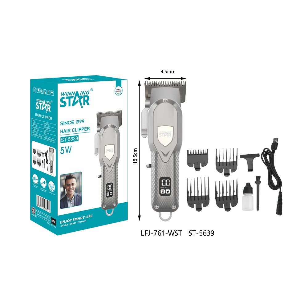ST-5639 WINNING STAR - Tondeuse à Cheveux Électrique Rechargeable avec Écran Digital