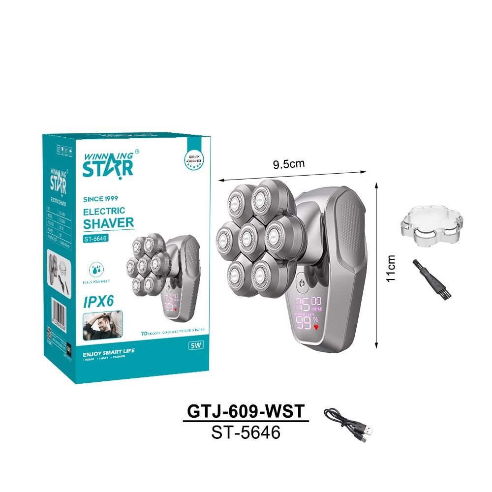ST-5646 WINNING STAR Tondeuse Électrique 7D Détachable pour Crâne Rasé