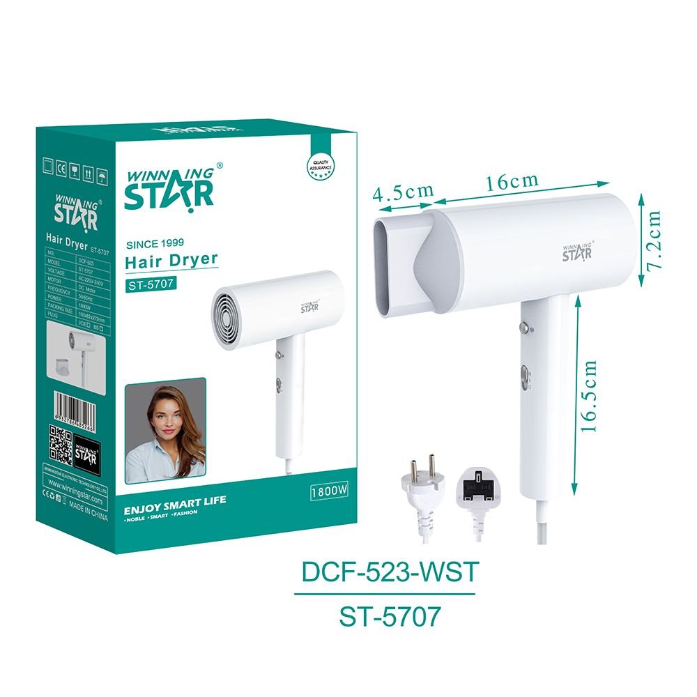 Sèche-cheveux 1300W avec 2 Niveaux de Chaleur / 2 Vitesses et Bouton Air Froid - ST-5707