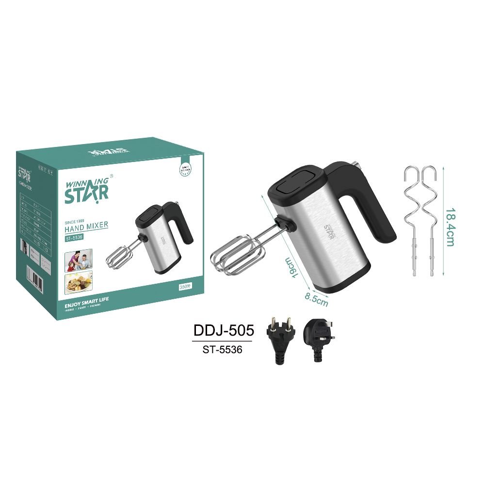 Batteur à Main Électrique ST-5536 350W - 5 Vitesses avec Crochets à Pâte