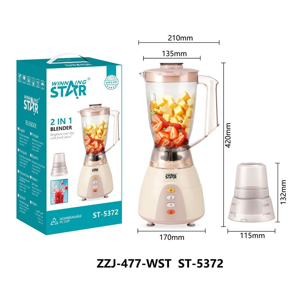 ST-5372 WINNING STAR - Mixeur Blender Électrique Multifonction 2 en 1, 350W