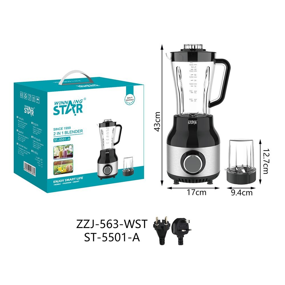 ST-5501-A Blender Mixeur Électrique Multifonction 500W 1.8L