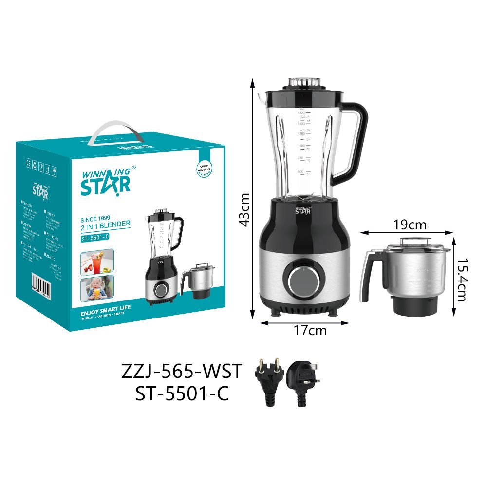 ST-5501-C Blender Mixeur Électrique 2 en 1 Multifonctionnel 500W 1.8L