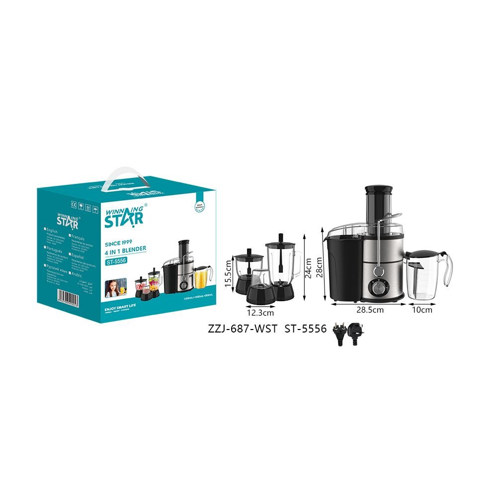 ST-5556 WINNING STAR Blender 4 en 1 Multifonctionnel 800W - Extracteur de Jus et Presse-Agrumes Lent