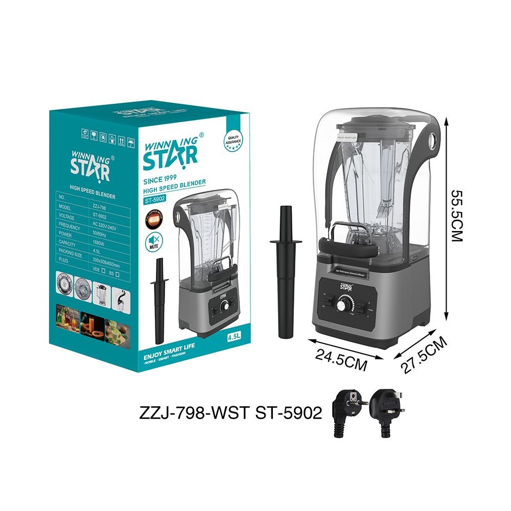 ST-5902 WINNING STAR Blender Silencieux 1680W 4.5L - Blender de Comptoir Haute Vitesse avec Capot Anti-Bruit