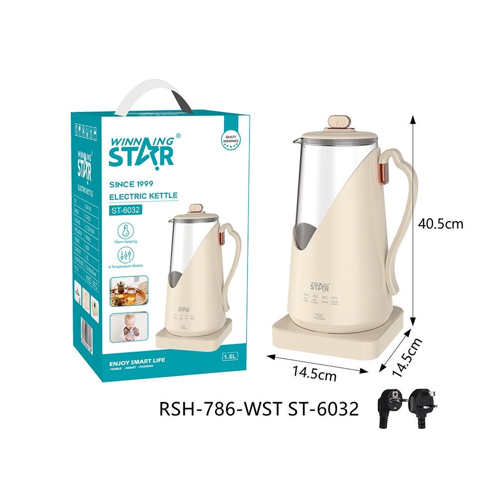 Bouilloire Électrique en Verre ST-6032 WINNING STAR - 800W - 1.5L