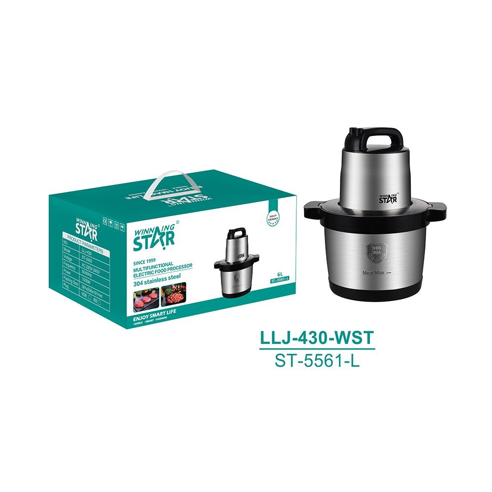 Hachoir Multifonction ST-5561-L - Robot Hacheur Viande et Légumes avec Bol Inox 6L