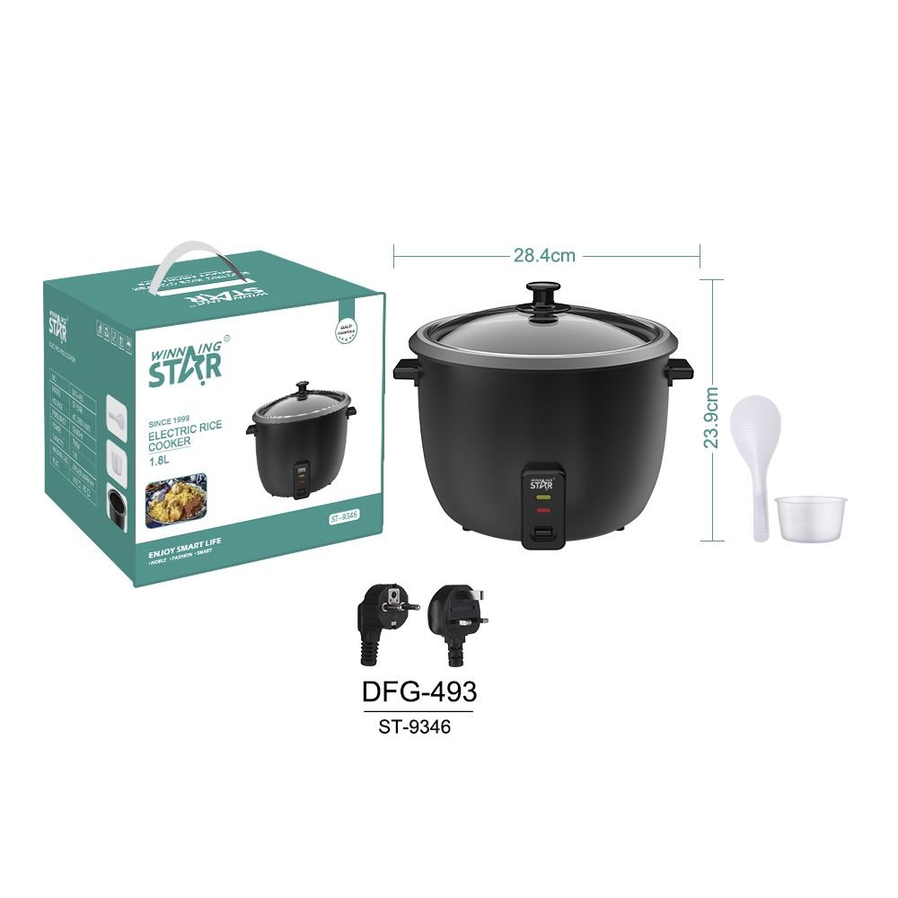 Autocuiseur de Riz Électrique Style Marmite avec Couvercle en Verre et Tasse à Mesurer ST-9345
