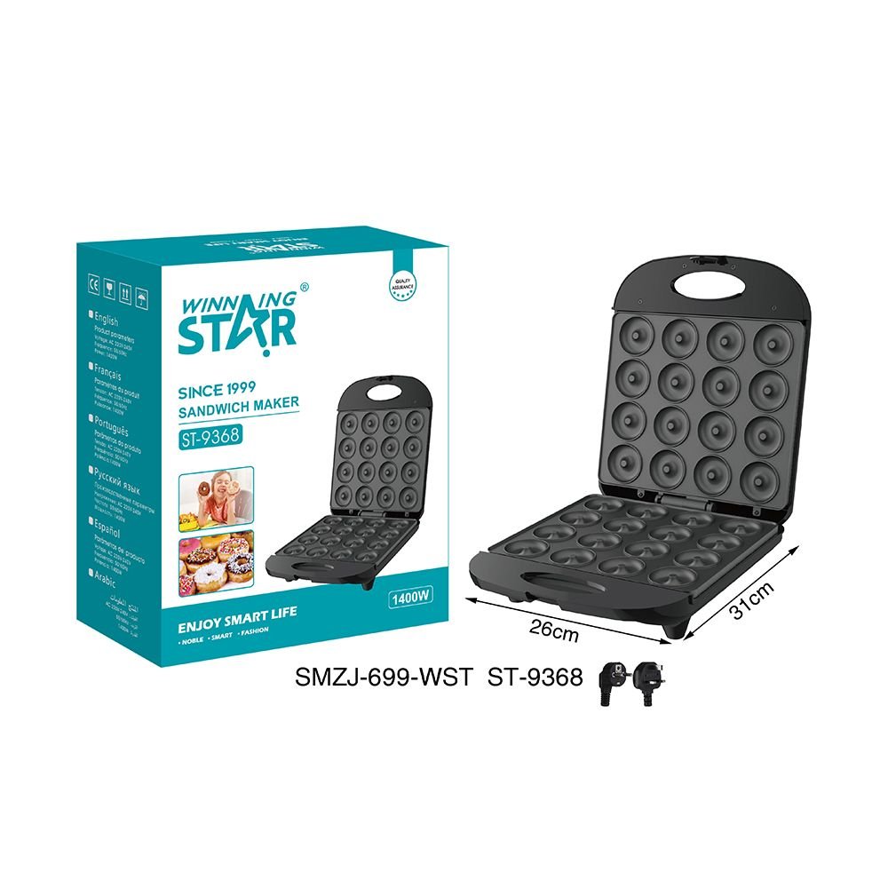 Machine à Donuts et Sandwichs ST-9368 WINNING STAR 1400W - Moule Aluminium 16 Donuts
