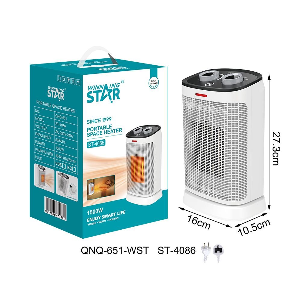 ST-4086 Radiateur Électrique Portable 1500W - Chauffage Rapide 3 Secondes