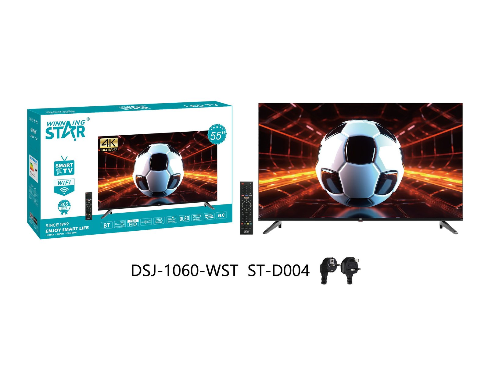 ST-D004 WINNING STAR Smart TV 4K 55 Pouces avec Bluetooth, WIFI et Eshare