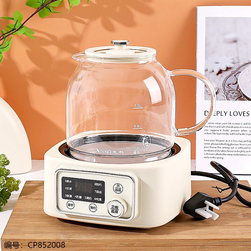 Bouilloire Électrique en Verre GB BC-H10X - Théière Chauffante 1.0L avec Motif Floral